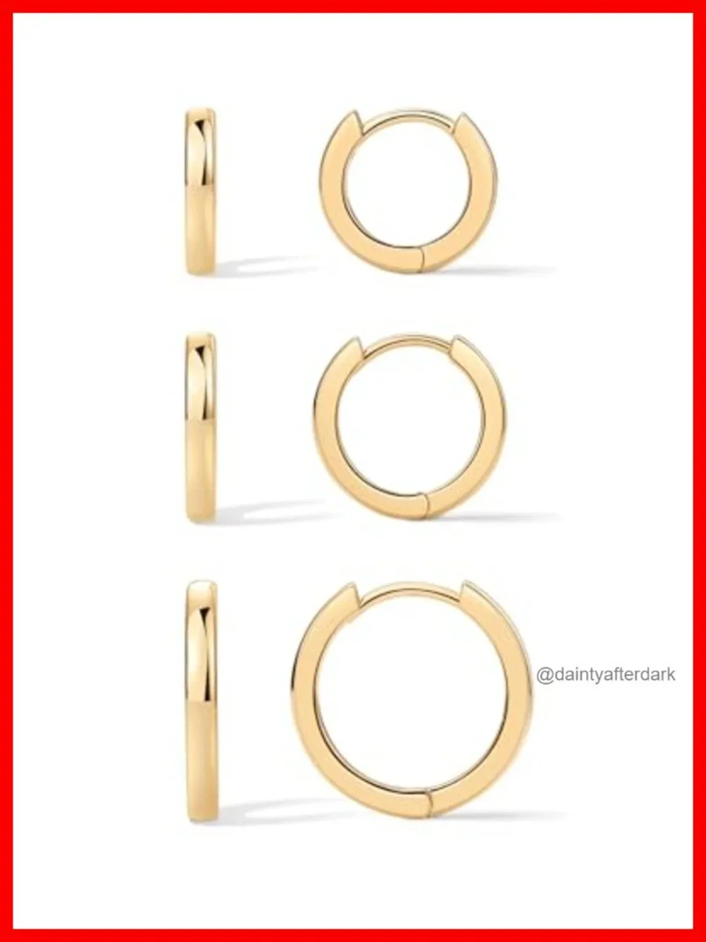 14K Gold Plated Huggie Earrings Set of 3 Hypoallergenic Hoops for Women